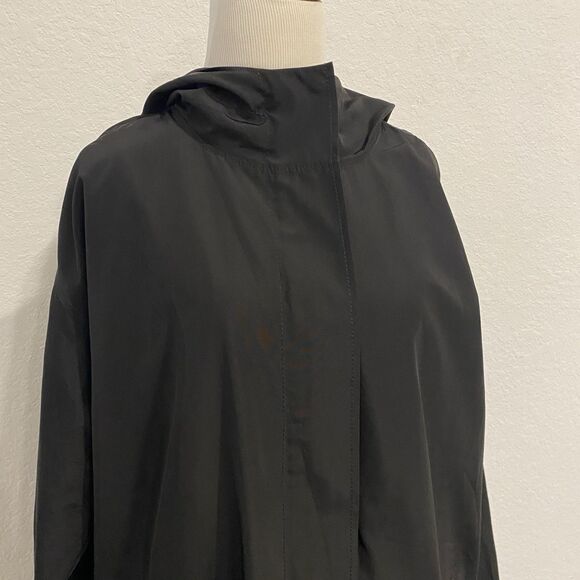 Eileen Fisher Black Recycled Polyester Hooded Coat Medium Preowned - Picture 5 of 12